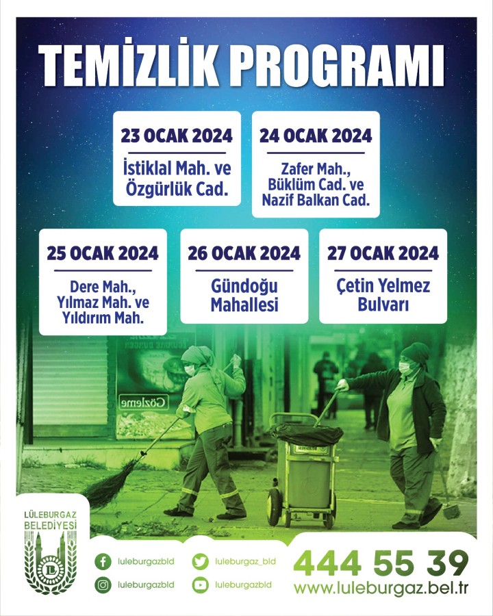 HAFTALIK MAHALLE TEMİZLİK PROGRAMI- 23-27 OCAK